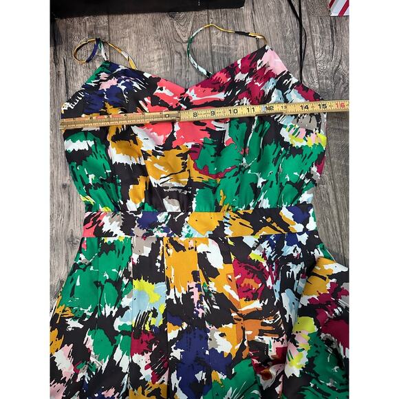 J. Crew Multicolored Brushstroke Silk Floral Abstract Sleeveless Dress Size 00 - Picture 6 of 9